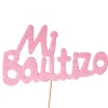 Decoración para Tartas Mi Bautizo Rosa