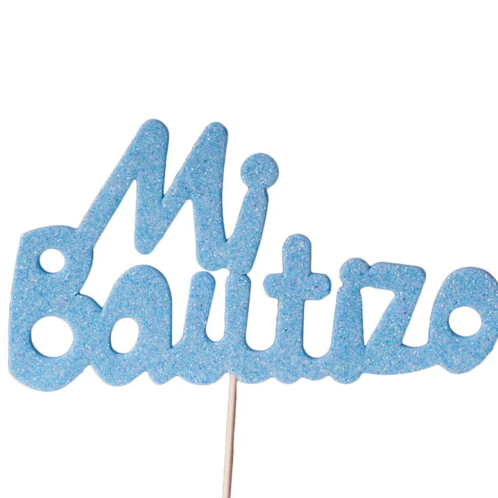 Decoración para Tartas Mi Bautizo Azul