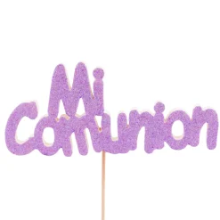 Decoración para tartas Mi Comunión Lila