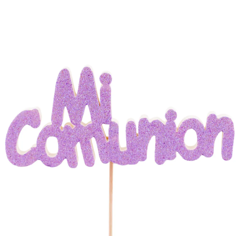 Decoración para tartas Mi Comunión Lila