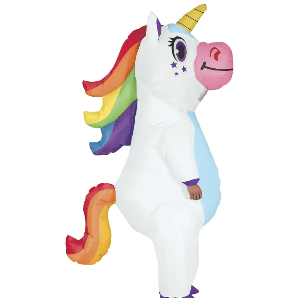 Disfraz Hinchable de Unicornio Arcoíris con Ventilador