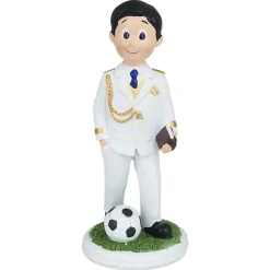 Figura Comunión Niño Moreno con Balón 14 cm