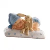 Figura para Tarta Bautizo - Bebé con Peluche Azul