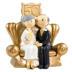 Figura para Tarta Bodas de Oro Pareja Sentada 16,5 cm - Mopec