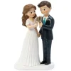 Figura para Tarta de Boda Novio Moreno y Novia Brindando 19 cm