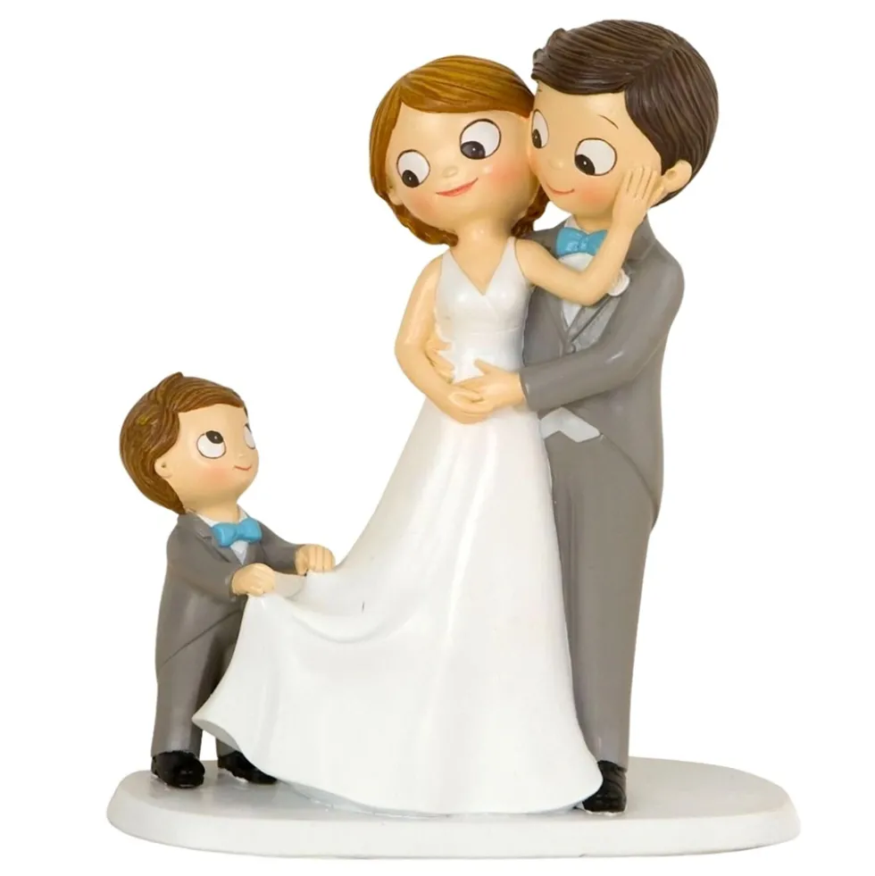 Figura para Tarta de Boda Novio y Novia con Niño 21,5 cm - Mopec