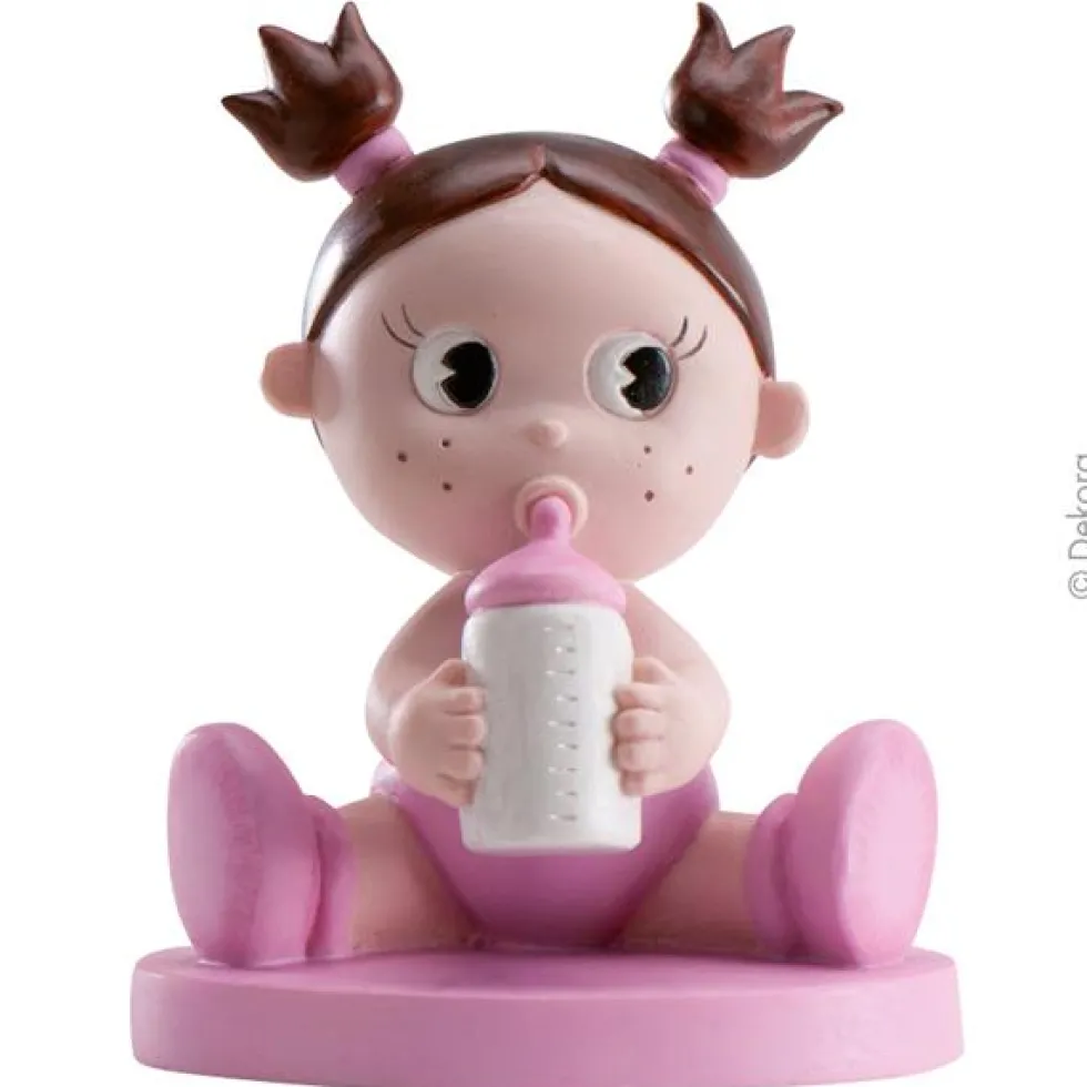 Figura para tarta Niña con Biberón 10cm