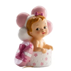 Figura para Tarta Niña con Regalo y Globos