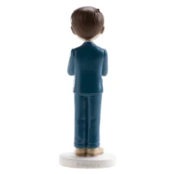 Figura Tarta Comunión Niño con Traje Azul y Rosario