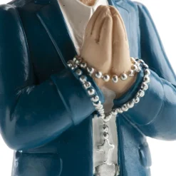 Figura Tarta Comunión Niño con Traje Azul y Rosario