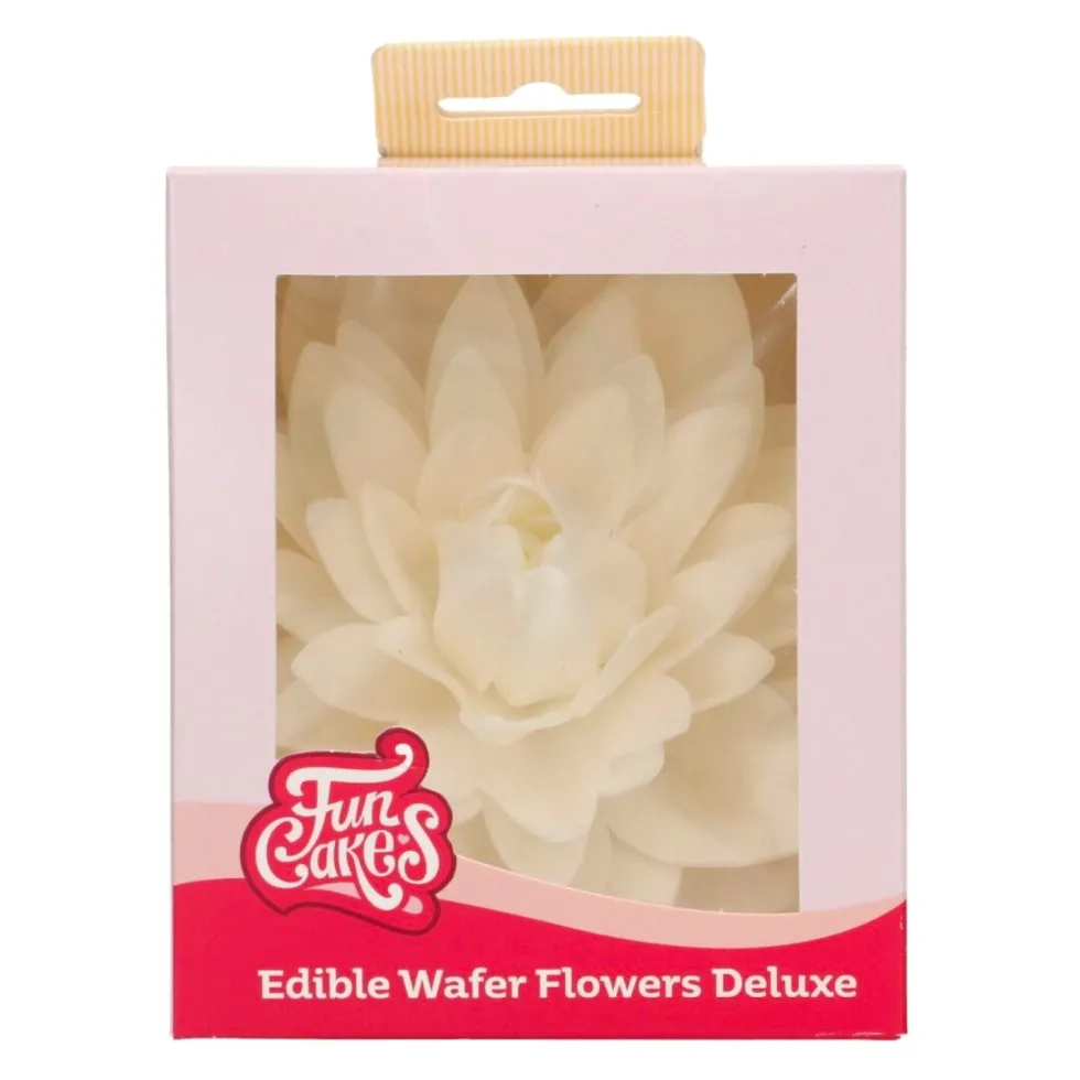 Flor de Papel Comestible Dalia Blanca Grande - Funcakes