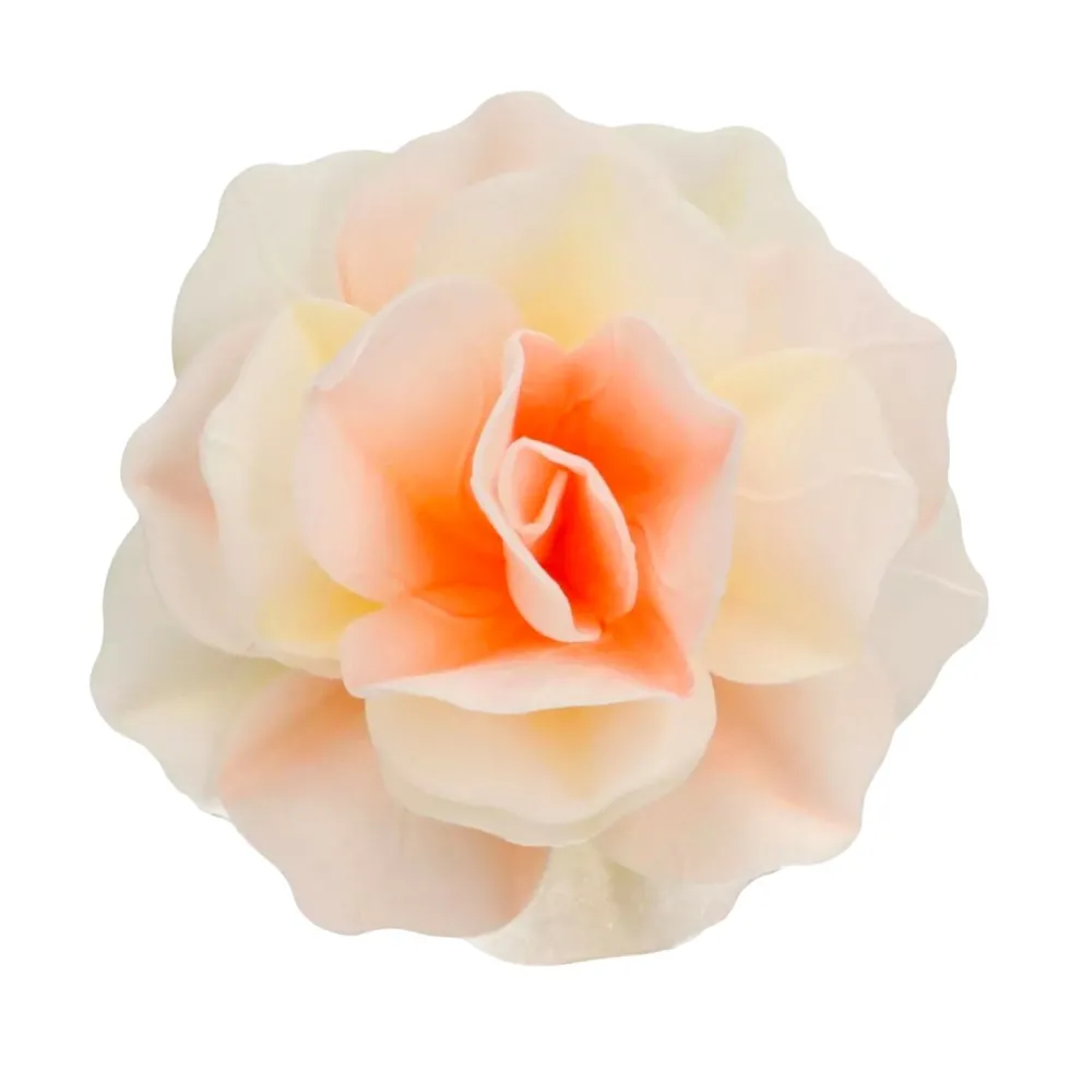 Flor de Papel Comestible Rosa Pastella Amarillo / Naranja Grande