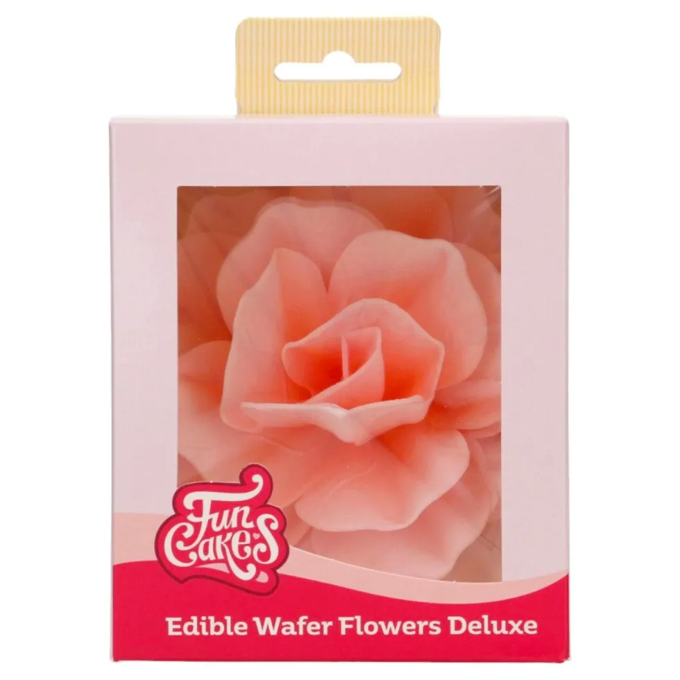 Flor de Papel Comestible Rosa Pastella Rosa Grande - Funcakes