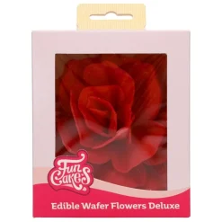 Flor de Papel Comestible Rosa Pastella Roja Grande - Funcakes