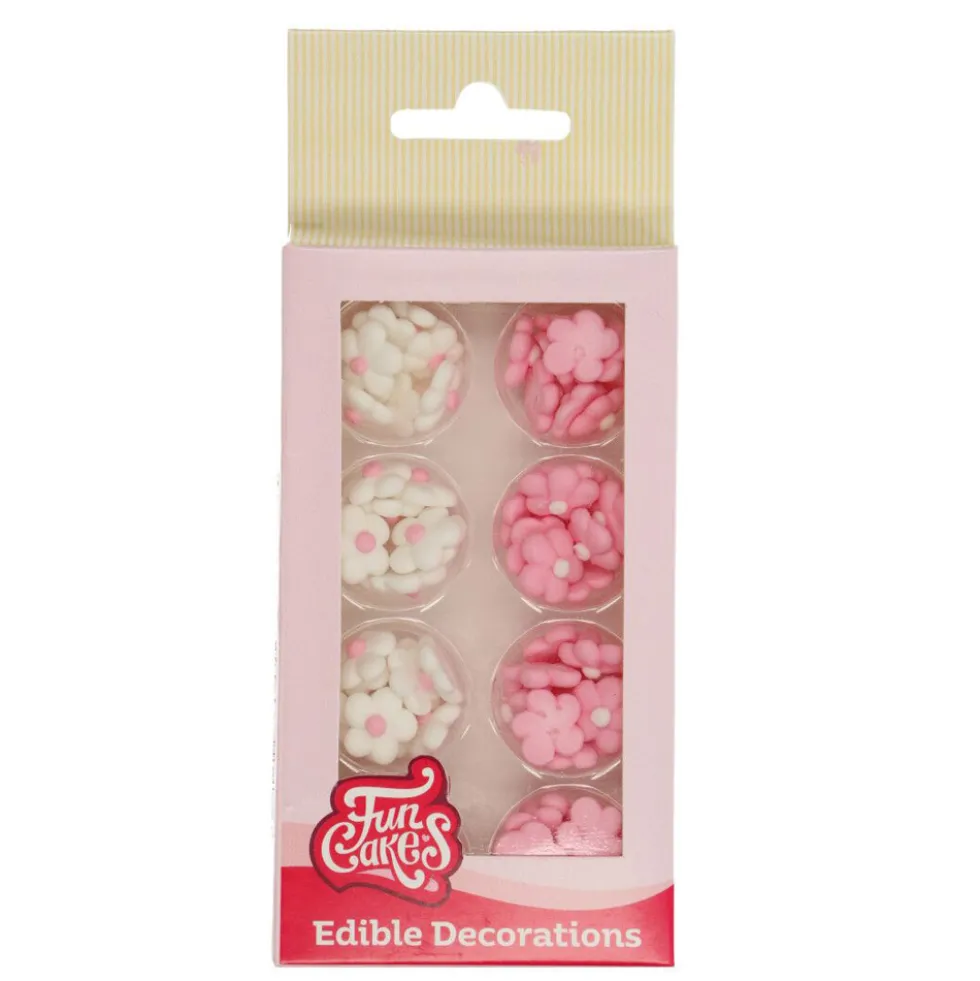 Flores de Azúcar Rosas y Blancas 64 ud