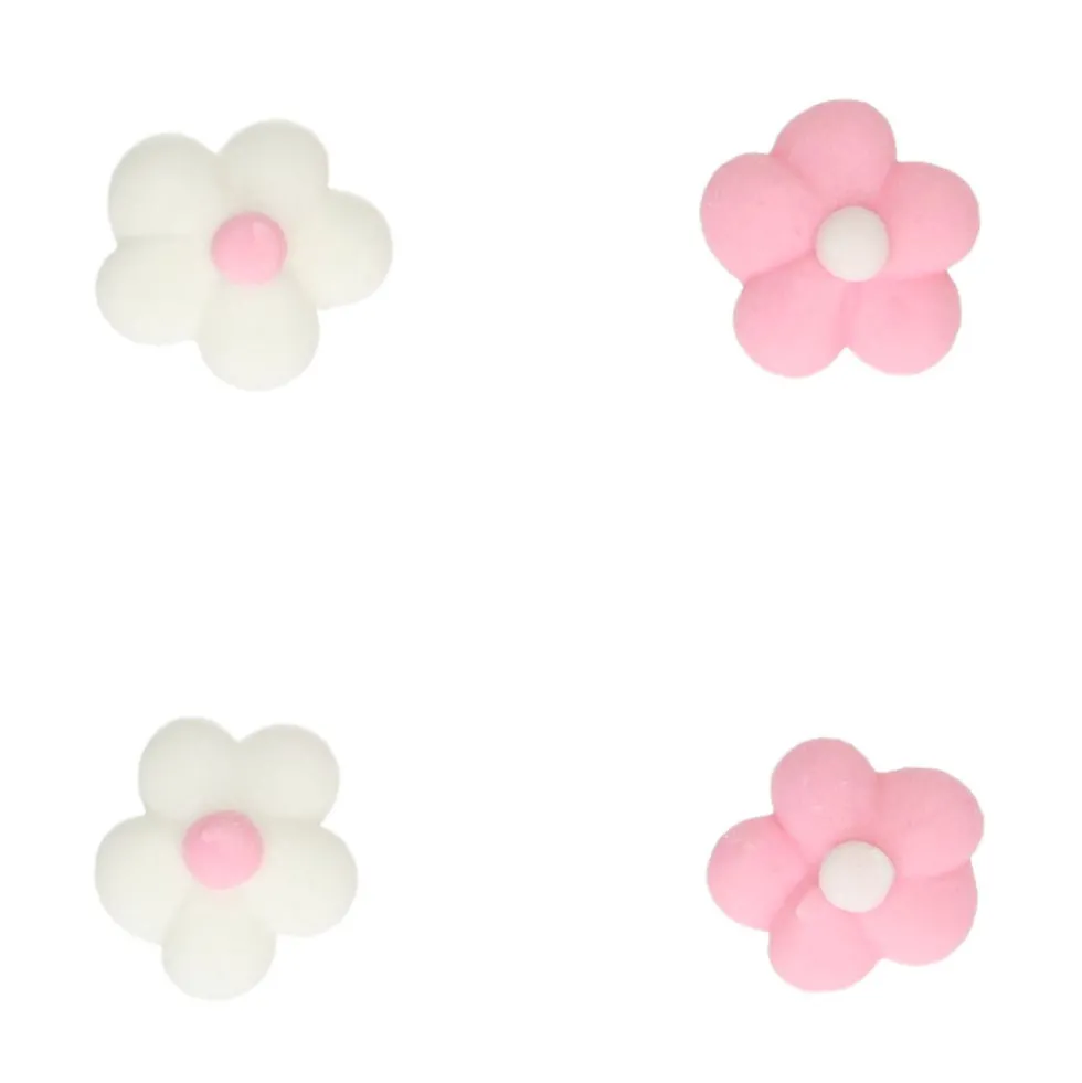Flores de Azúcar Rosas y Blancas 64 ud