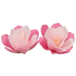Flores de Papel Comestible Magnolia Rosa Grande 6 ud - Funcakes