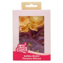 Flores de Papel Comestibles Hortensia Púrpura / Amarilla Pequeña 18 ud