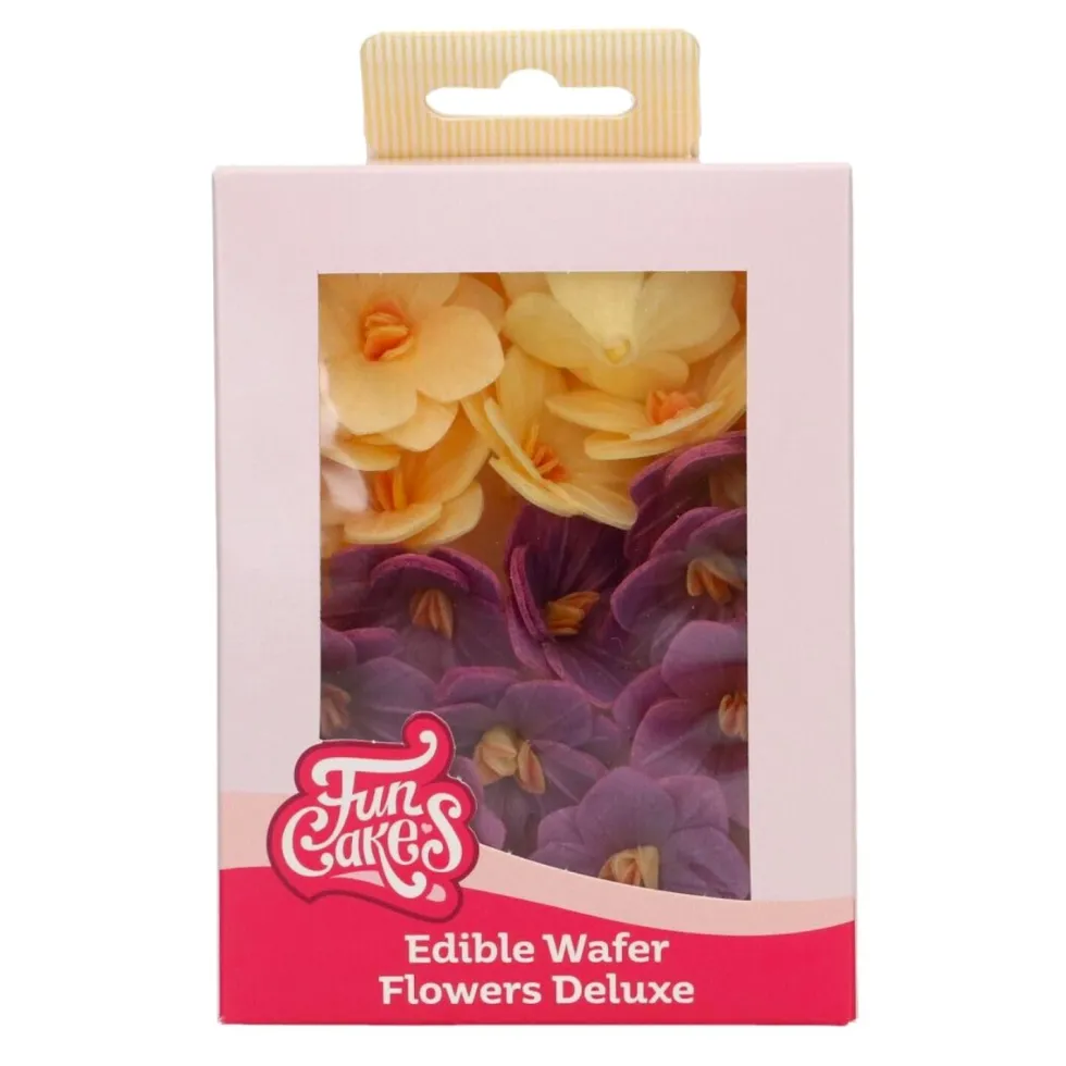 Flores de Papel Comestibles Hortensia Púrpura / Amarilla Pequeña 18 ud