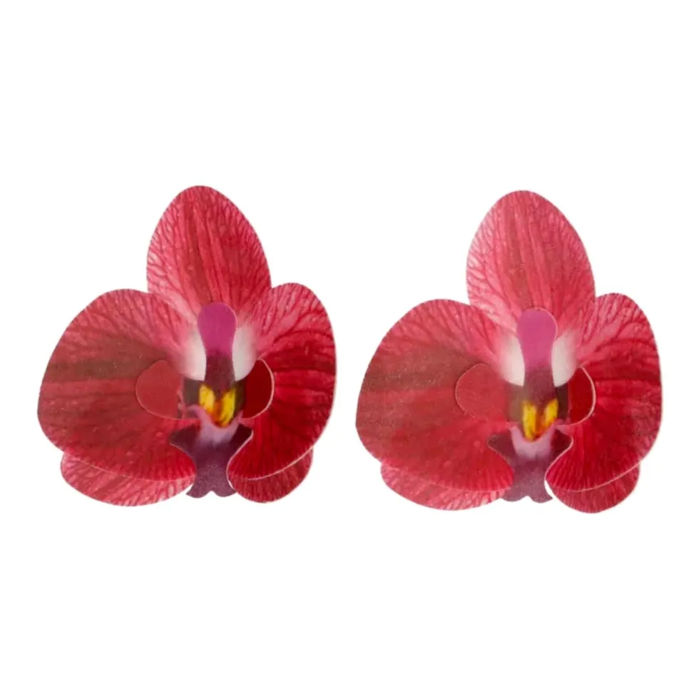 Flores de Papel Comestibles Orquídea Roja Mediana 10 ud - Funcakes