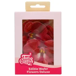 Flores de Papel Comestibles Orquídea Roja Mediana 10 ud - Funcakes