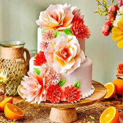 Flores de Papel Comestibles Rosa Rosalia Blanca Mediana 15 ud