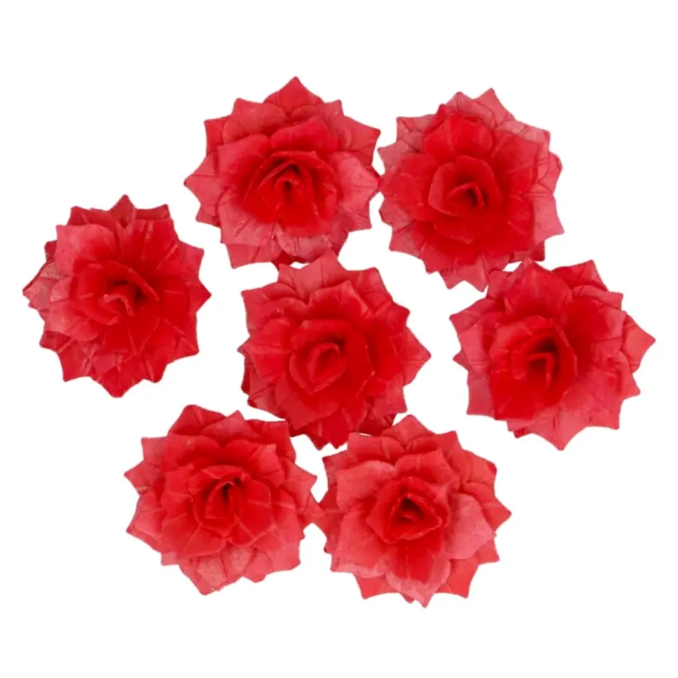 Flores de Papel Comestibles Rosa Rosalia Roja Mediana 15 ud