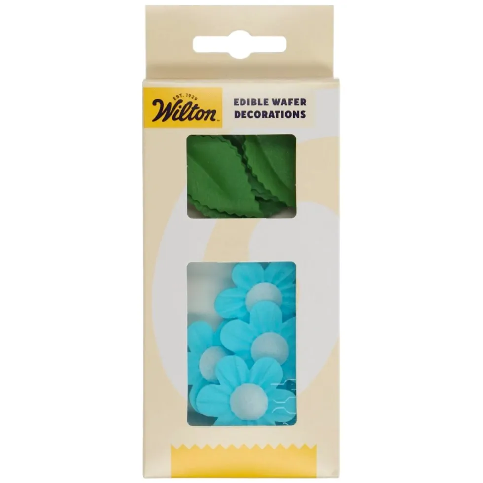 Flores y Hojas Comestibles de Oblea Azules 11 ud - Wilton