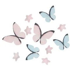 Flores y Mariposas Comestibles de Oblea Colores Pastel 30 ud - Wilton