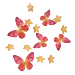 Flores y Mariposas Comestibles de Oblea Rosas y Naranjas 30 ud - Wilton