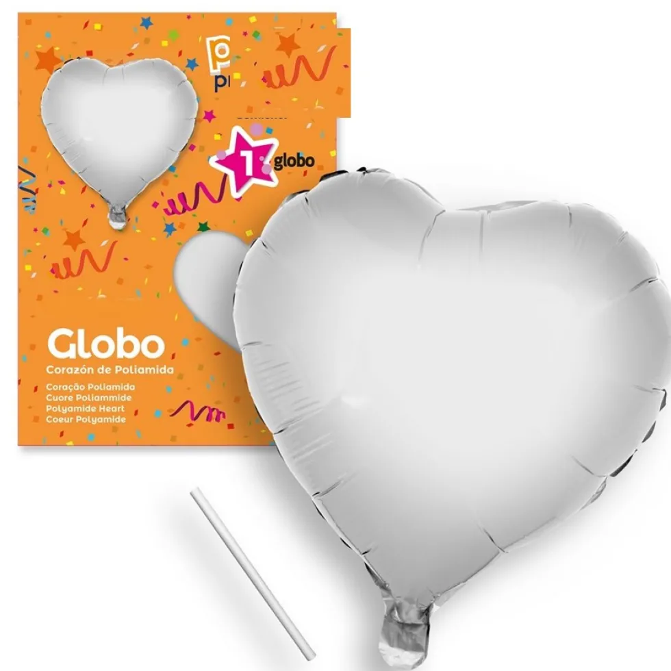 Globo corazón plata 44 cm