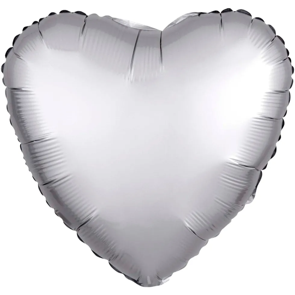 Globo Corazón Plata Satinado 45 cm