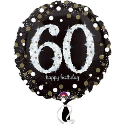 Globo 60 Cumpleaños Negro y Oro 45cm