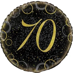 Globo 70 Cumpleaños Negro y Oro 45cm