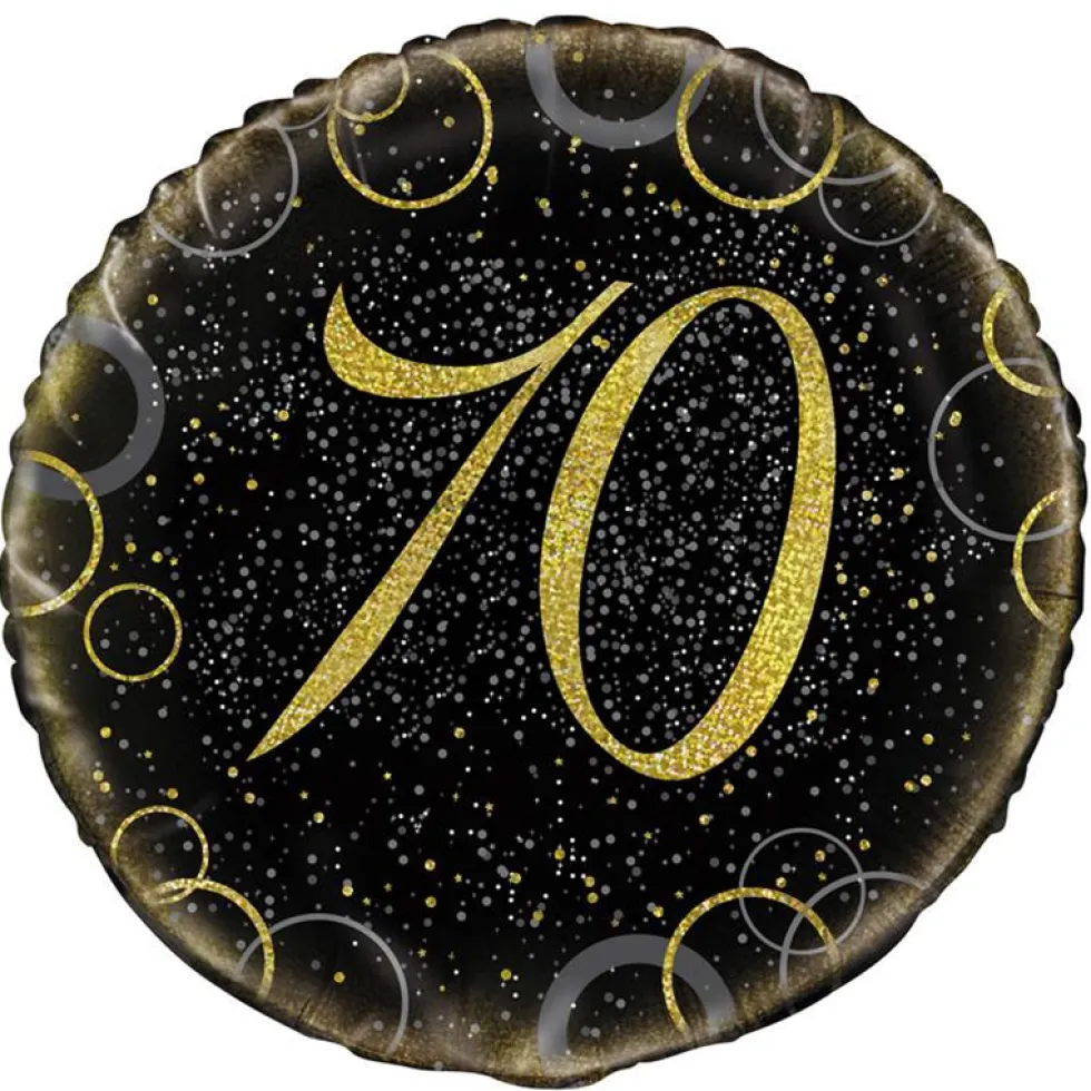 Globo 70 Cumpleaños Negro y Oro 45cm