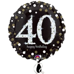 Globo 40 Cumpleaños Negro y Oro 45cm