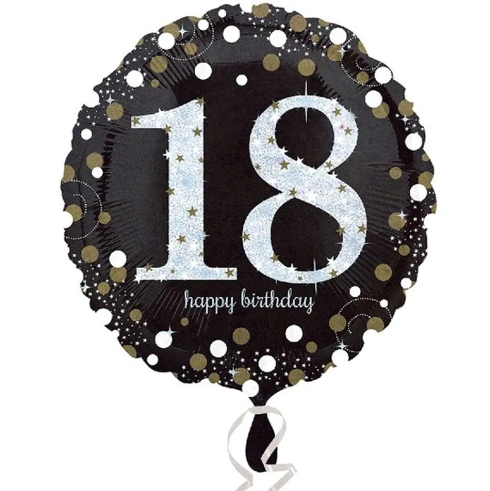 Globo 18 Cumpleaños Negro y Oro 45cm