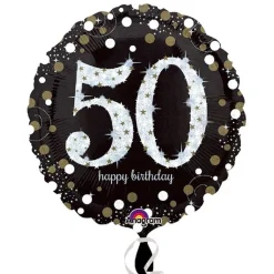 Globo 50 Cumpleaños Negro y Oro 45cm