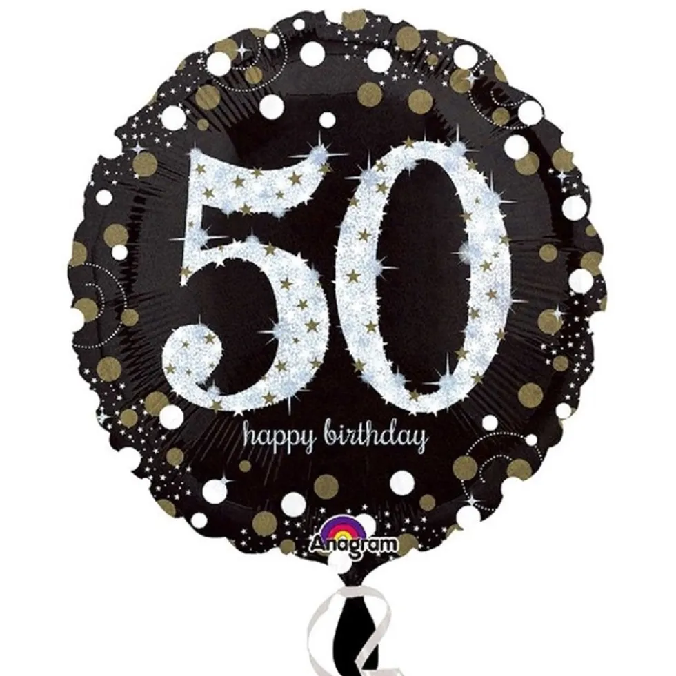 Globo 50 Cumpleaños Negro y Oro 45cm
