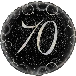 Globo 70 Cumpleaños Negro y Plata 45cm
