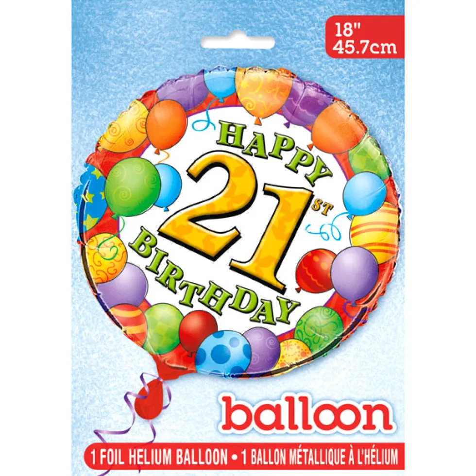 Globo de foil 21 Cumpleaños 45 cm