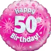Globo de foil Holográfico 50 Cumpleaños rosa