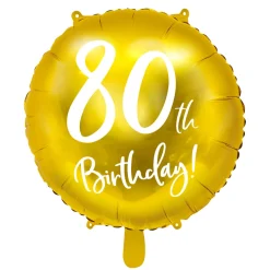 Globo Foil 80 Cumpleaños Dorado 45 cm