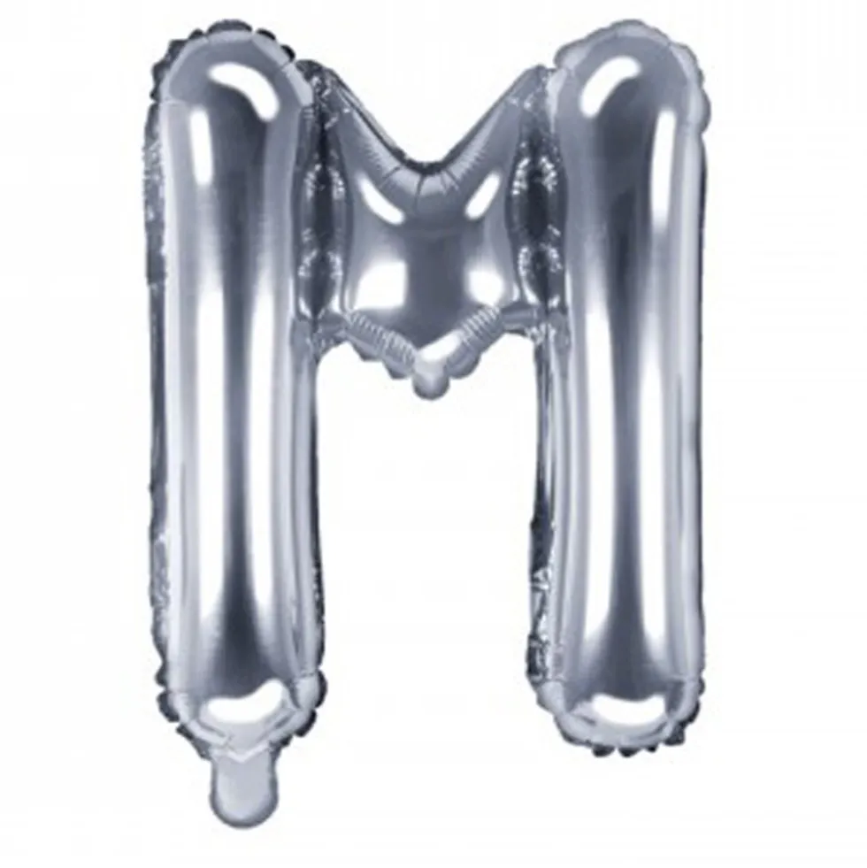 Globo Foil Letra M Plateado 35 cm