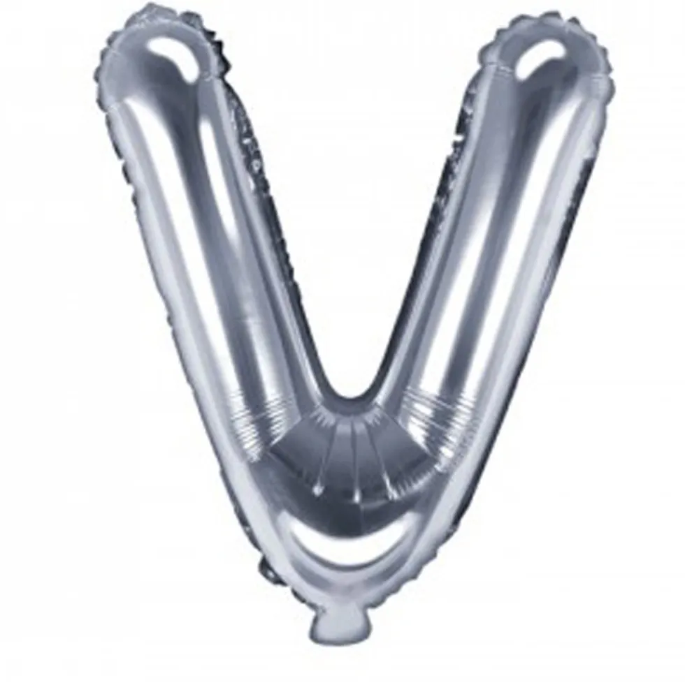 Globo Foil Letra V Plateado 35 cm