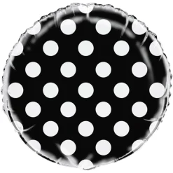Globo Foil Negro Con Lunares Blancos