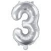 Globo Foil Número 3 Plateado 35 cm