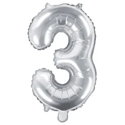 Globo Foil Número 3 Plateado 35 cm