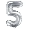 Globo Foil Número 5 Plateado 35 cm