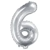 Globo Foil Número 6 Plateado 35 cm